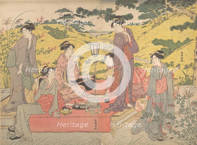A Picnic Party at Hagidera, late 18th-early 19th century. Creator: Katsukawa Shuncho.