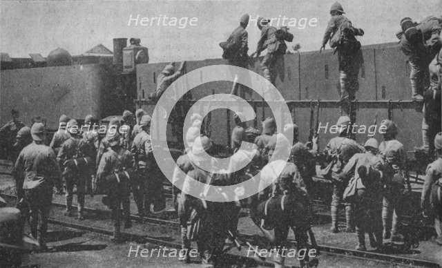 'Getting into an Armoured Train', 1902. Artist: Unknown.