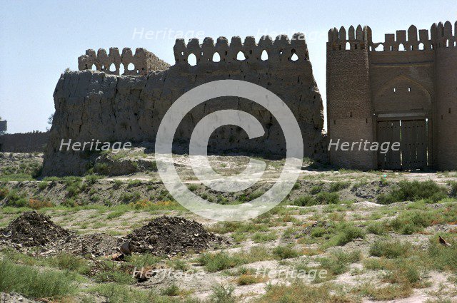 Walls and gate of the ancient city of Bukhara. Artist: Unknown
