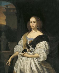 Portrait of a Woman with a Lapdog, 1672. Creator: Frans van Mieris I.