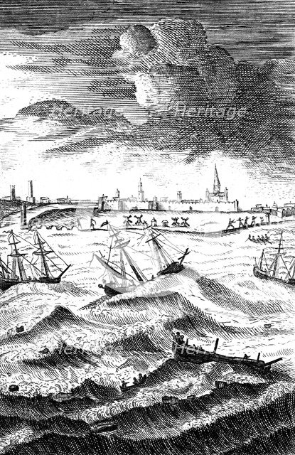 'Robinson Crusoe Shipwrecked at Yarmouth', c1719. Artist: Unknown