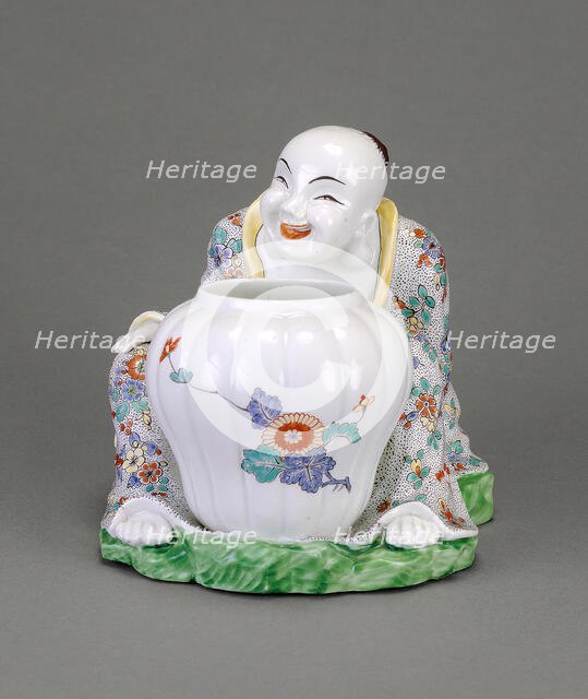Seated Figure and Potpourri Vase, Chantilly, c. 1740. Creator: Chantilly Porcelain Manufactory.