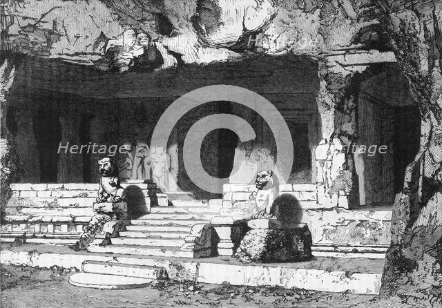 'View of the Lions' Cave, Elephanta', c1891. Creator: James Grant.