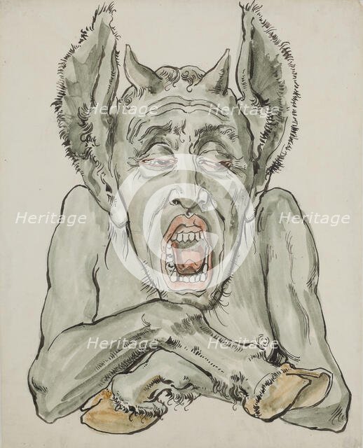 Paper for the Polychrome of St. Mary's Church - Bust of the Devil with a Gaping Mouth, 1890. Creator: Jan Matejko.