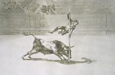 Bullfighting, series of etchings by Francisco de Goya, plate 20: 'Ligereza y atrevimiento de Juan…