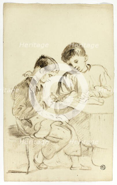 Two School Boys, c. 1830. Creators: Thomas Jones Barker, Thomas Barker.