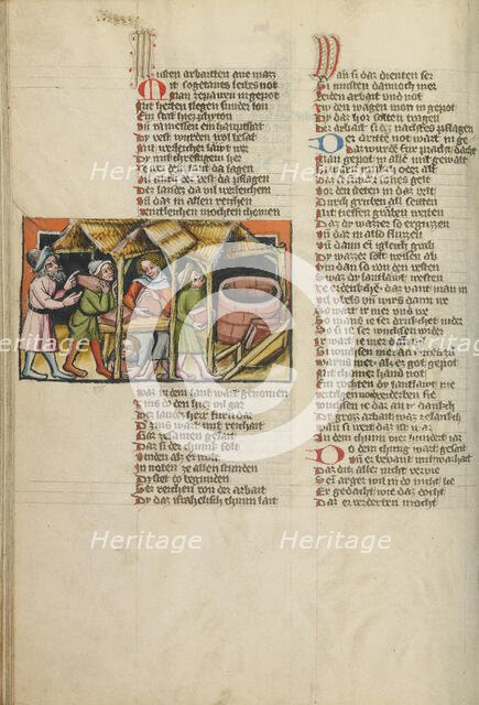 The Slavery of the Israelites; Weltchronik, about 1400-1410. Creator: Unknown.