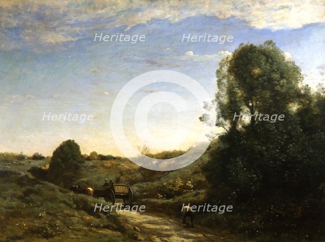 'The Horsecart, Memory of Marcoussis near Montlhery', 1855.  Artist: Jean-Baptiste-Camille Corot    