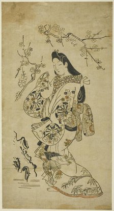 A Young Woman Walking near a Plum Tree, c. 1688. Creator: Unknown.