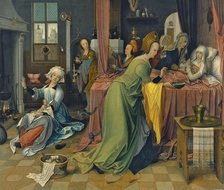 The Birth of the Virgin. Artist: De Beer, Jan (ca 1475-1528)