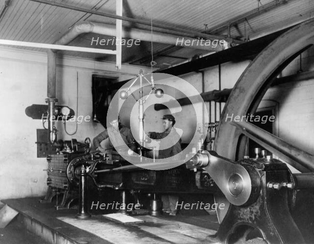 Two young men training in mechanical(?) engineering at Hampton Institute, Virginia, 1899 or 1900. Creator: Frances Benjamin Johnston.