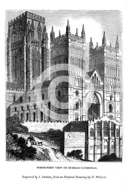 North west view of Durham Cathedral, 1843. Artist: J Jackson