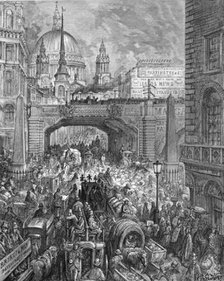 'Ludgate Hill - A block in the Street', 1872.  Creator: Gustave Doré.