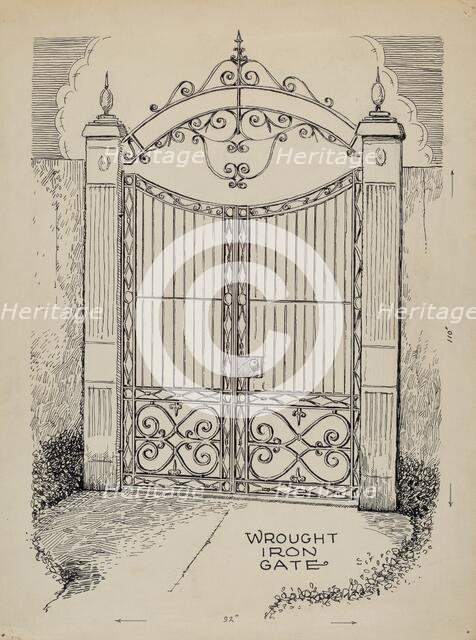 Wrought and Cast Iron Gates, c. 1936. Creator: Al Curry.