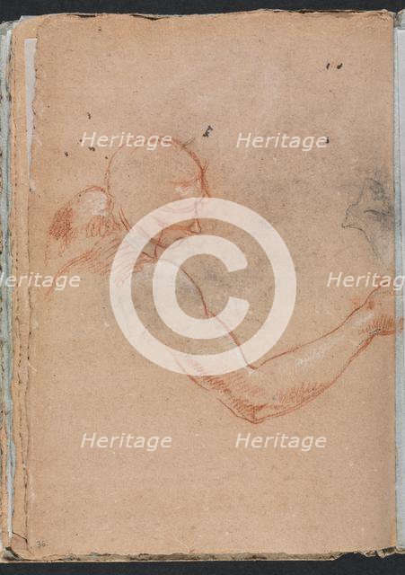Verona Sketchbook: Nude with head and right arm (page 36), 1760. Creator: Francesco Lorenzi (Italian, 1723-1787).