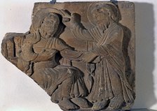 Relief with Christ and St. Peter, high-relief in stone from Vic Cathedral.