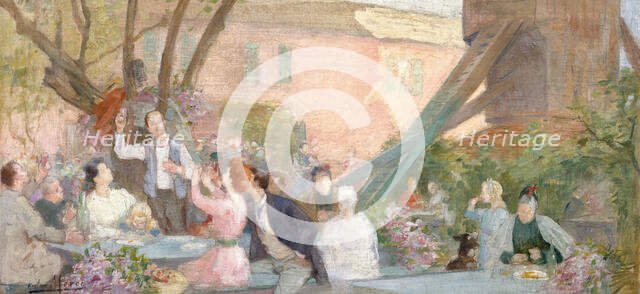 Esquisse pour la mairie de Bagnolet : Un toast, 1893. Creator: Victor Marec.