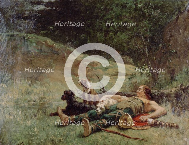 'The rest of a Hunter with Dogs', c1842-1896. Artist: Evariste Vital Luminais