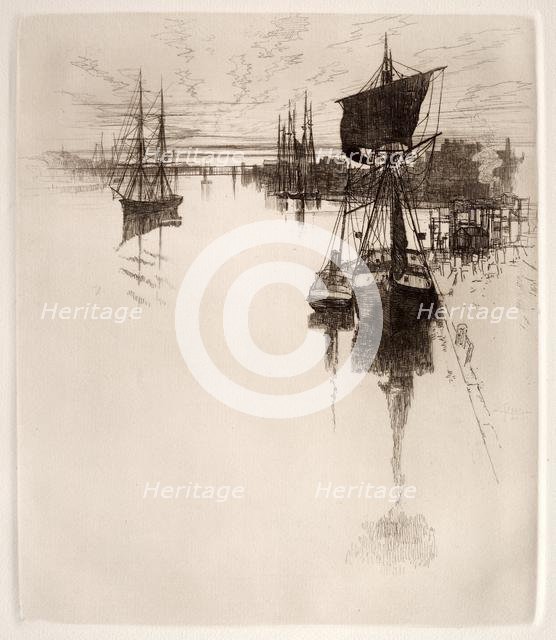 Below Chestnut Street Bridge, Philadelphia, 1884. Creator: Joseph Pennell (American, 1857-1926).