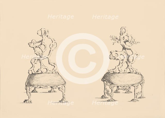 Plate 117. Garden Chairs, 1754. Creator: Matthew Darly.