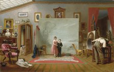 Interior with Portraits, ca. 1865. Creator: Thomas Le Clear.