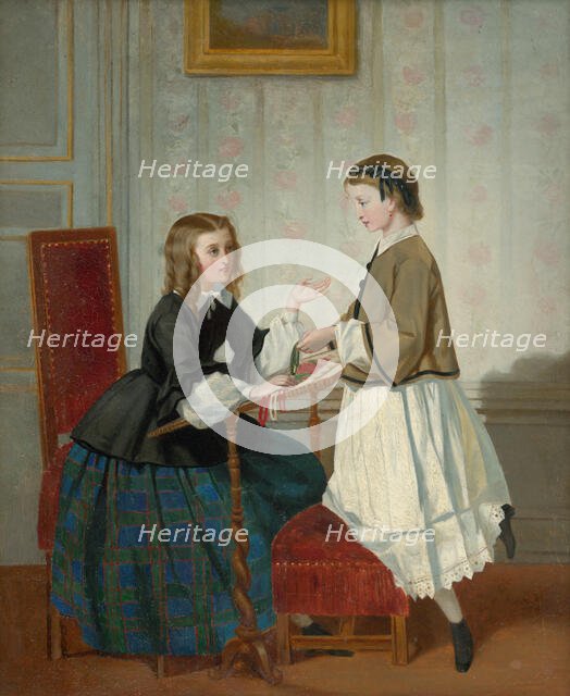 Girls with embroidery frame, 1865. Creator: Mária Schultzová.