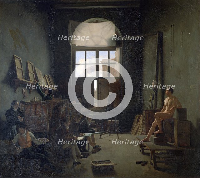 'The Workshop of David', 1814. Creator: Leon Mathieu Cochereau.