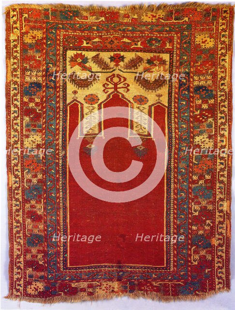 Prayer Rug with Triple Arch Design, Turkey, probably late 18th century. Creator: Unknown.