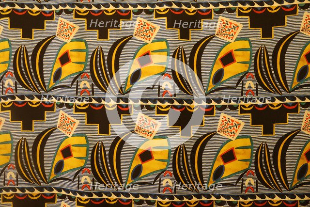 Textile design with American Indian motifs, ca 1923.