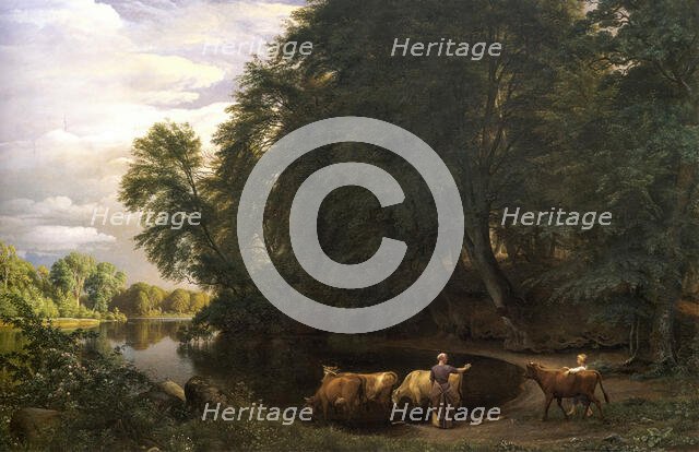 Summer afternoon by a lake, 1859. Creator: Peter Christian Thamsen Skovgaard.