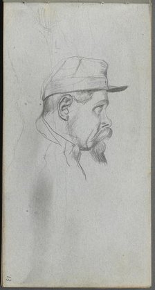 Sketchbook, page 13: Bust of a Man in Profile. Creator: Ernest Meissonier (French, 1815-1891).