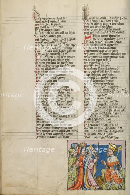 Moses and the Elders before Pharaoh; Weltchronik, about 1400-1410. Creator: Unknown.