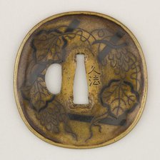 Sword guard (Tsuba) With Grapevines on Trellis Motif (?????), Japanese, possibly 17th century. Creator: Hisanori.