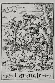 The Blind Man from "The Dance of Death", 1547, (1877).  Creator: Unknown.