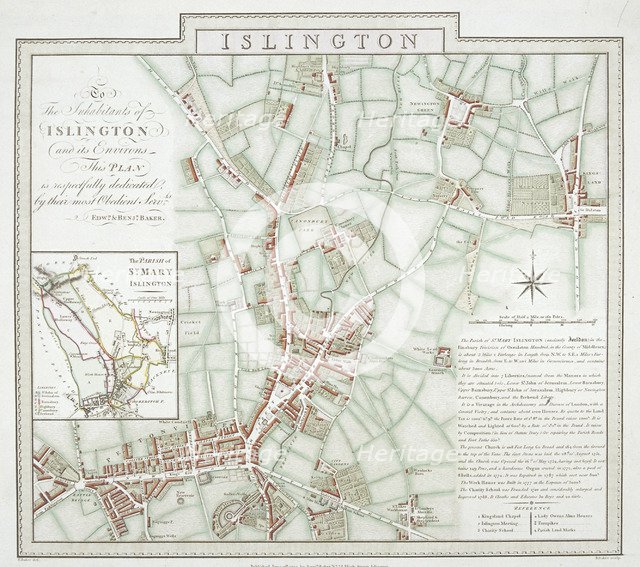 Map of the parish of St Mary, Islington, London, 1793. Artist: Benjamin Baker