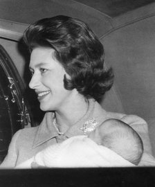 Princess Margaret cradling her new born son Viscount Linley, 1st January 1961. Artist: Unknown