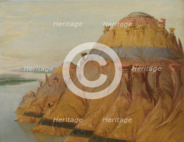 Picturesque Clay Bluff, 1700 Miles above St. Louis, 1832. Creator: George Catlin.
