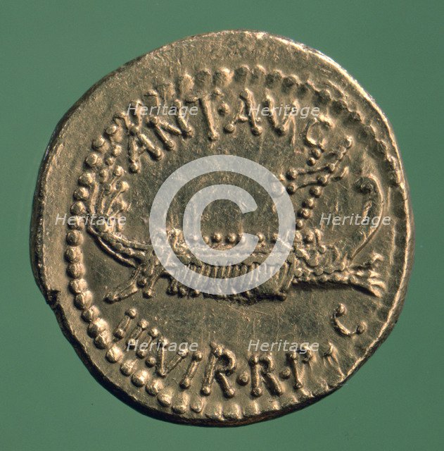 Roman coin, Marc Antony Legionary Denarius, 32-1 BC. Artist: Unknown