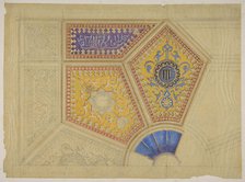 Design for the painted decoration of a coffered ceiling, second half 19th century. Creators: Jules-Edmond-Charles Lachaise, Eugène-Pierre Gourdet.