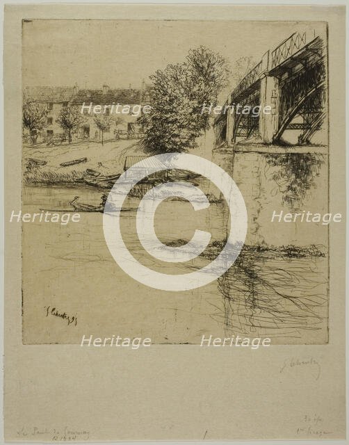 The Bridge at Gournay, from the Side, 1895. Creator: Gustave Leheutre.