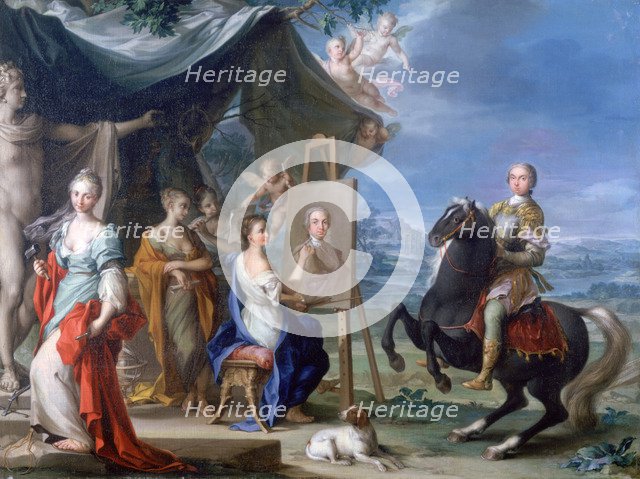 'Equestrian Portrait of a Nobleman.. as Protector of the Arts', c1699-1748. Artist: Ignaz Stern