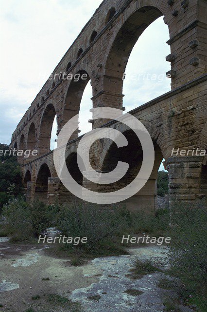 Roman aqueduct in Pont du Gard, France, 1st century. Artist: Unknown