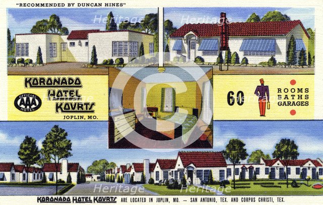 Koronado Hotel Kourts, Joplin, Missouri, USA, 1943. Artist: Unknown