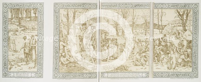 Affiche pour l'Union pour l'Action morale, "l'Enfance de Sainte Geneviève"., c1897. Creator: Pierre Puvis de Chavannes.