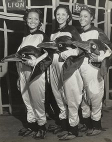 Dorothy Jones, Libby Robinson, and Ruth Moore as penguins, 1937. Creator: Unknown.