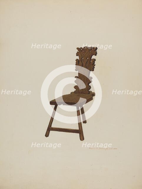 Three Legged Chair, 1935/1942. Creator: Francis Jennings.