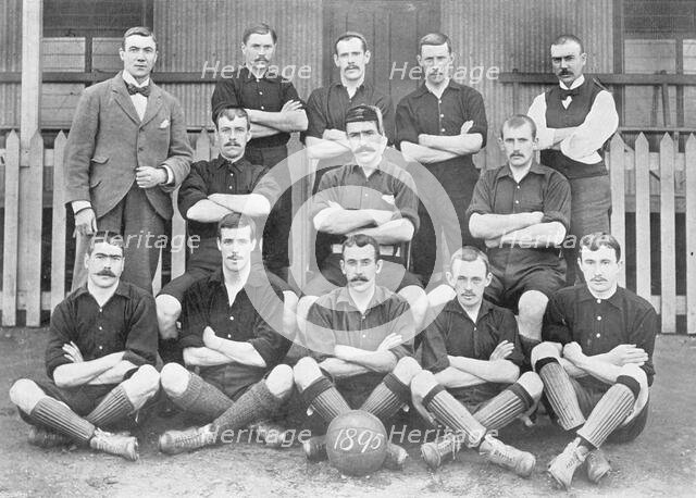 Group portrait of Woolwich Arsenal football team, 1896.  Creator: Symmons & Thiele.