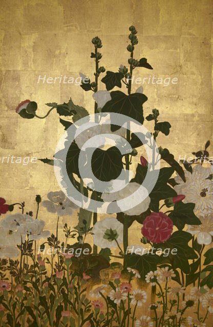 Screen with spring and summer flowers, 1st half of the 18th century. Creator: Watanabe Shiko.