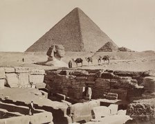 Pyramid of Cheops, the Sphinx and the Catacombs at Giza, 19th century. Creator: Zangaki.