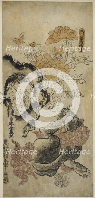 Lion and Peonies, c. 1720/25. Creator: Okumura Masanobu.